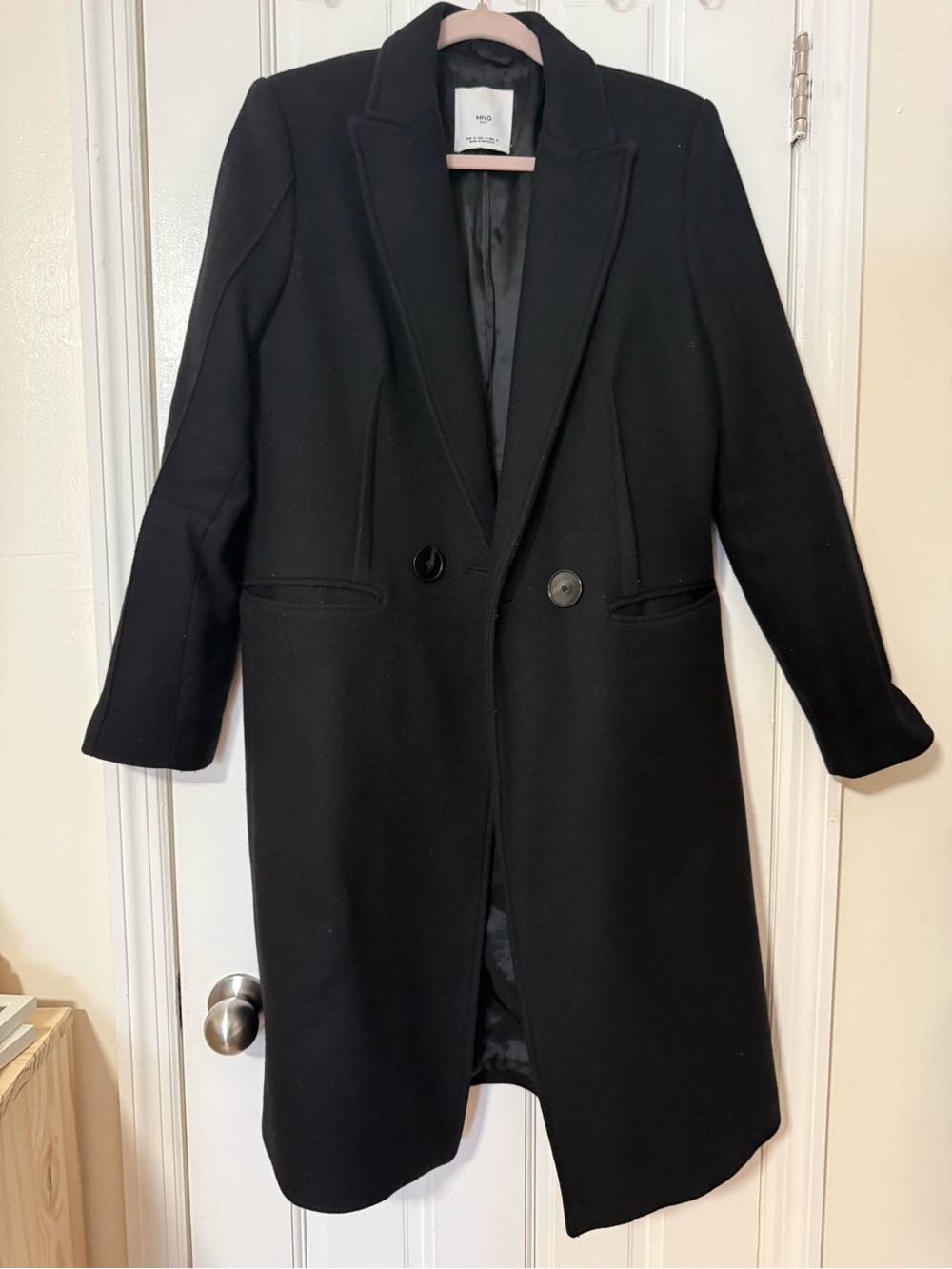 Mango Black Single-Breasted Trench Coat